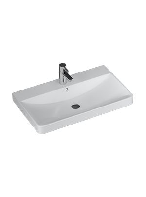 Раковина из сантехнического фаянса Velvex JILL 9595(60) 80х40 накладная цвет белый 1 отверстие под смеситель
