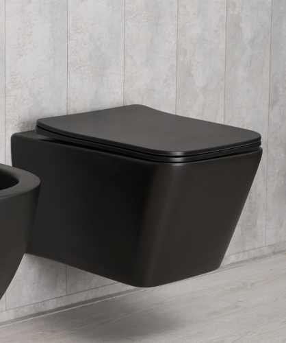 Унитаз подвесной Gid Cuadrado 62225Y черный с сиденьем микролифт безободковый