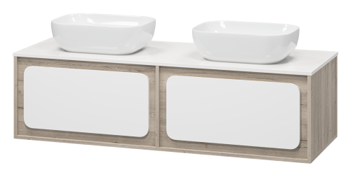 Тумба под раковину Misty Дубль П-Дуб-09150-372Я 150х60 подвесная цвет белый/серый