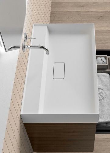 Раковина из искусственного камня Oasis Profilo 0PFLM1V085 90х50 встраиваемая цвет белый 1 отверстие под смеситель