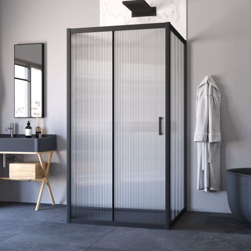 Душевой уголок Vegas-Glass ZP-U TUR+NOVO ZP-U NOVO h2000 120*100 02М Moru 120х100 стекло рифленое профиль черный без поддона