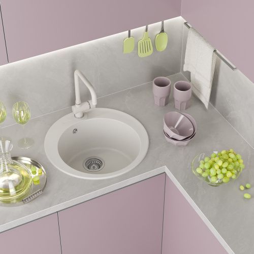 Кухонная мойка Misty Artemida ART-51-03 50х50 цвет белый поверхность матовая