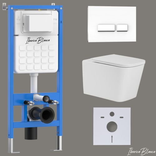 Комплект унитаз с инталляцией и клавишей смыва Iberica Blanca TOLEDO ALTO IB001.TLA.231.2210