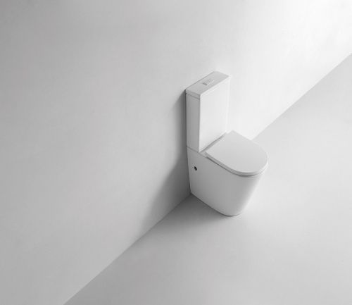 Унитаз напольный с бачком CeramaLux 2178 белый с сиденьем микролифт безободковый каскадный смыв