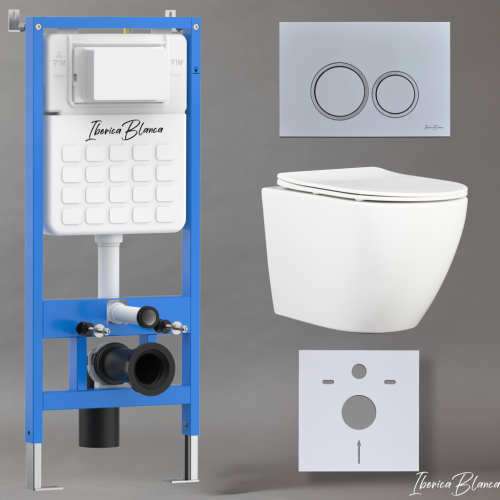 Комплект унитаз с инталляцией и клавишей смыва Iberica Blanca BILBAO ALTO IB001.BLA.231.824