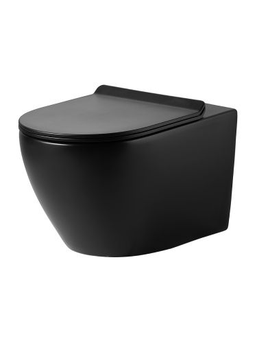 Унитаз подвесной Agger AT03144 черный с сиденьем микролифт каскадный смыв