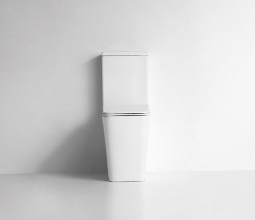 Унитаз напольный с бачком CeramaLux 2170 белый с сиденьем микролифт безободковый каскадный смыв