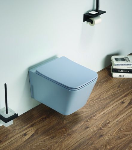 Унитаз подвесной CeramaLux 5170MHL голубой с сиденьем микролифт каскадный смыв