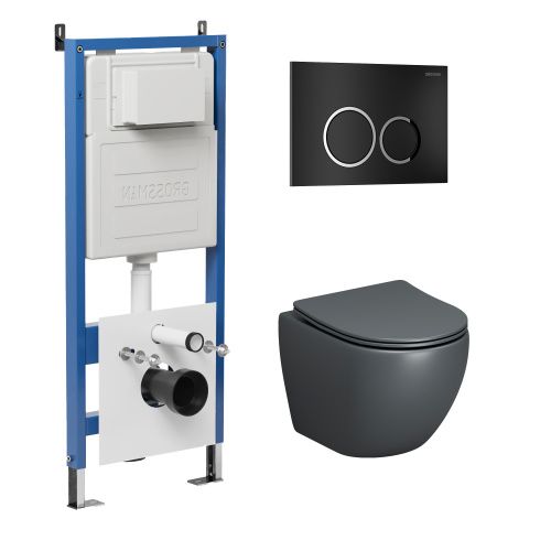 Инсталляция + кнопка смыва + унитаз Grossman Galaxy 97.4455GMS.01.210