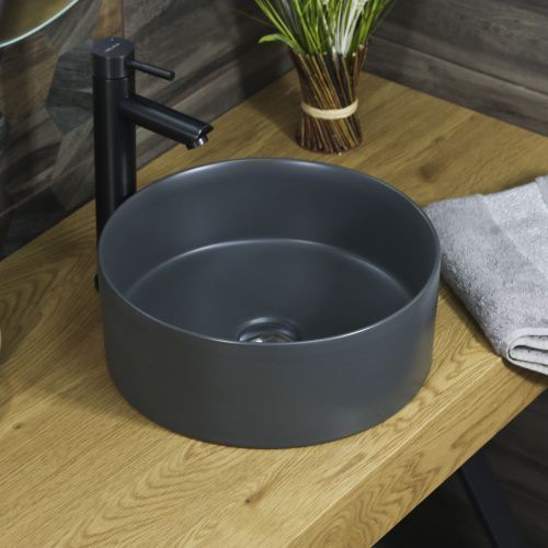 Раковина из сантехнического фарфора Melana 320357MDG-805 40х40 накладная цвет серый без отверстий под смеситель