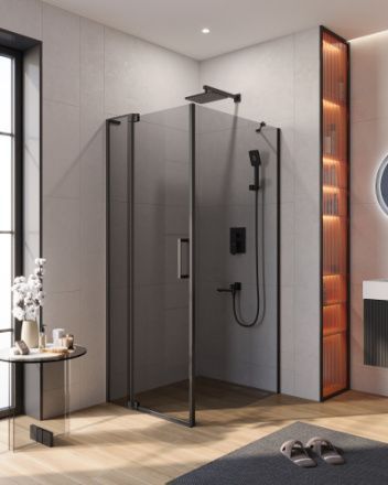 Душевой уголок Cezares SLIDER SLIDER-AH-1-100-70/80-GRIGIO-NERO 100х70 стекло тонированное профиль черный без поддона