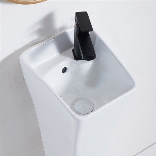 Раковина из сантехнического фаянса CeramaLux M9012 30х30 напольная цвет белый 1 отверстие под смеситель - фото 3