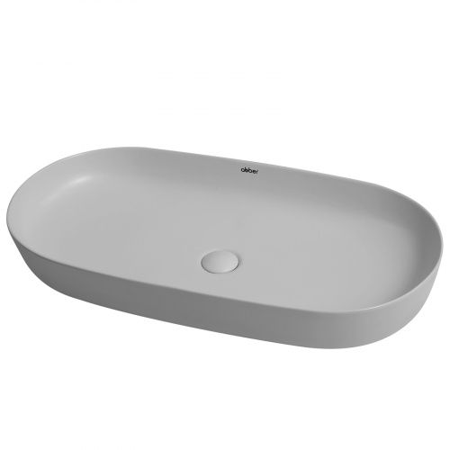 Раковина из сантехнического фаянса Abber BEQUEM AC2110MLG 80х40 накладная цвет серый без отверстий под смеситель