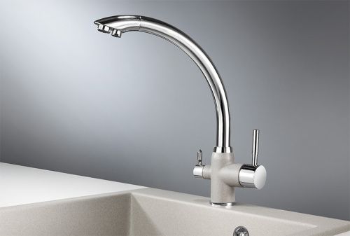 Смеситель для кухни Granula 3167, XРОМ/БАЗАЛЬТ на мойку серый