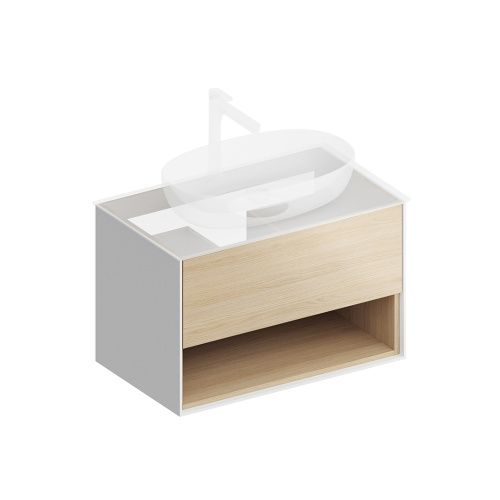 Тумба под раковину Kerama Marazzi PLAZA PLB.M.80.1\OAK.V 80х50 подвесная цвет коричневый/белый