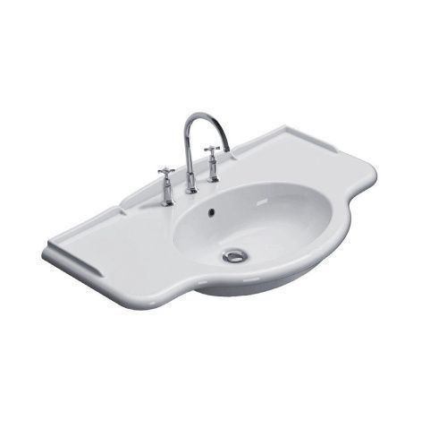 Раковина керамическая Globo Paestum PA022BI 110х60 подвесная цвет белый 1 отверстие под смеситель