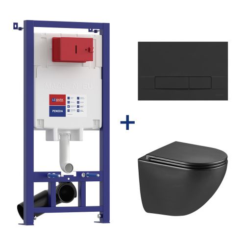 Комплект унитаз с инталляцией и клавишей смыва LeMark PENEDA+BIT+ GLAZER BLACK 100802235