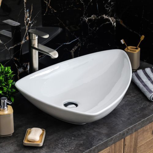 Раковина из сантехнического фарфора Melana 7861-805 70х50 накладная цвет белый без отверстий под смеситель