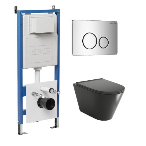 Инсталляция + кнопка смыва + унитаз Grossman Style 97.4477BMSQ.05.10M