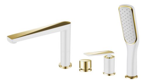 Смеситель Boheme Venturo 380-W на борт ванны белый