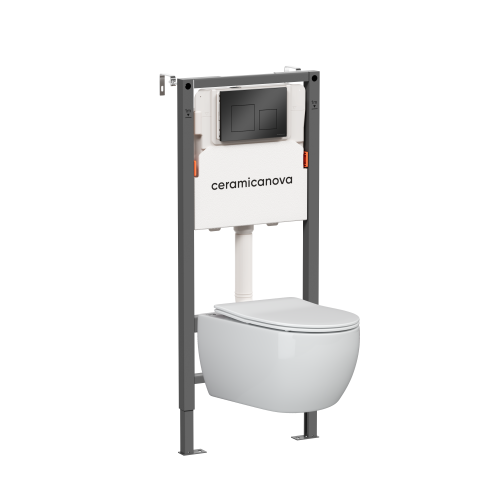 Инсталляция с кнопкой + унитаз Ceramica Nova Balance/Play CN3001_121002MB