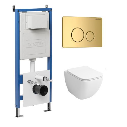 Инсталляция + кнопка смыва + унитаз Grossman Style 97.4447S.05.30M