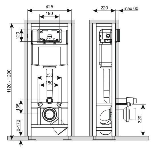 Инсталляция для биде KK POL Professional ZSP/M428/0.1/K