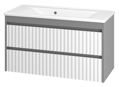 Тумба под раковину Brevita Balaton BAL-06100-01-012Я 100х40 подвесная цвет белый/серый