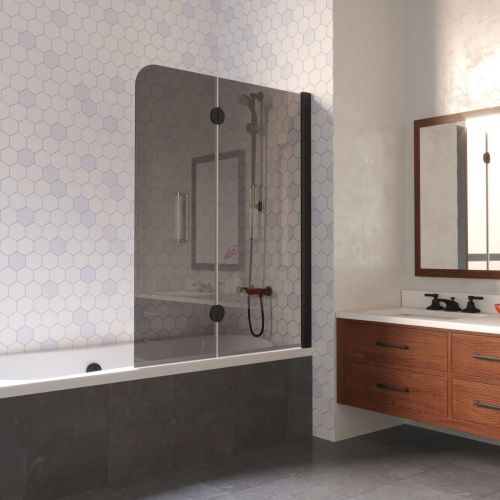 Душевая шторка на ванну Vegas-Glass E2V LUX E2V LUX 120 02М 07 R 120х150 стекло тонированное профиль черный ориентация правая