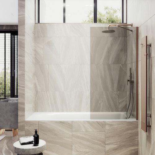 Душевая шторка на ванну Maybah Glass MGV-71-2ш 90х140 стекло тонированное профиль бронза ориентация универсальная