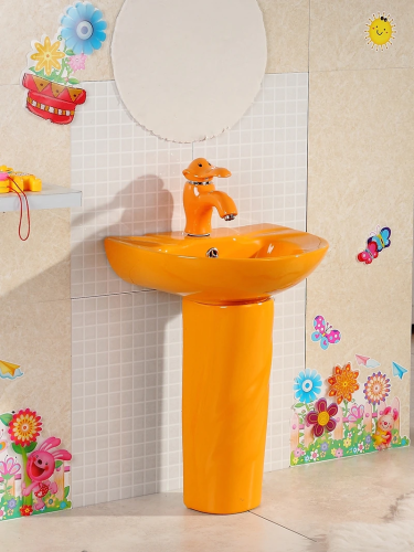 Раковина керамическая Gid Aventura 69906 40х40 напольная цвет оранжевый 1 отверстие под смеситель