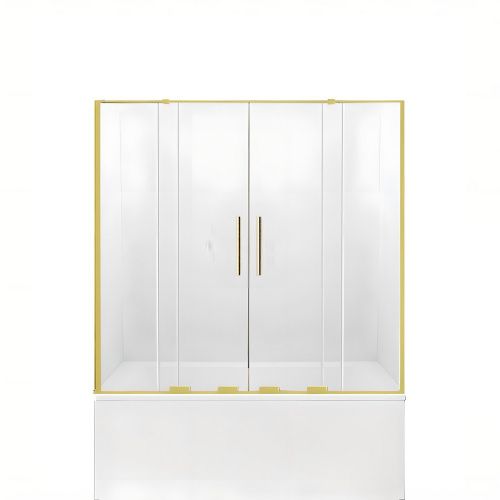 Душевая шторка на ванну New Trendy SMART Light gold EXK-4316 180х150 стекло прозрачное профиль золото ориентация универсальная