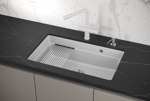 Кухонная мойка Granula Kitchen Space 7303U, АРКТИК 75х45 цвет белый поверхность матовая