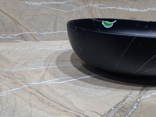 Раковина из сантехнического фаянса CeramaLux 78166MBM 50х40 накладная цвет черный без отверстий под смеситель - фото 3