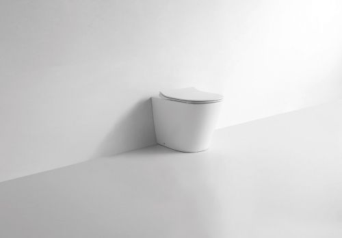 Унитаз приставной CeramaLux 3178 белый с сиденьем микролифт безободковый каскадный смыв