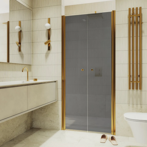 Душевая дверь Maybah Glass MGD-431-3 80х200 стекло тонированное профиль золото