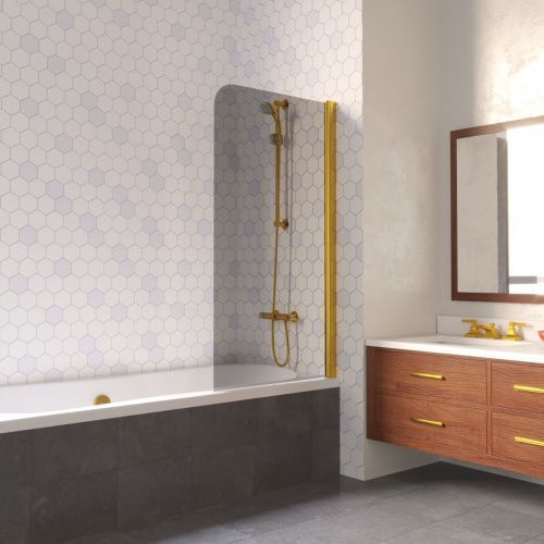 Душевая шторка на ванну Vegas-Glass EV LUX EV LUX 60 09 07 R 60х150 стекло тонированное профиль золото ориентация правая