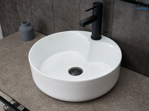 Раковина керамическая Gid Esfera 51208 40х40 накладная цвет белый 1 отверстие под смеситель