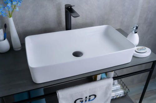 Раковина керамическая Gid Geométrico 51189 60х30 накладная цвет белый без отверстий под смеситель