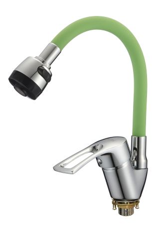 Смеситель для кухни D-Lin D150422-5T на мойку хром/зеленый