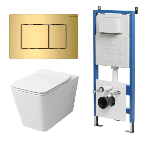 Инсталляция + кнопка смыва + унитаз Grossman Galaxy 97.4414S.04.30M