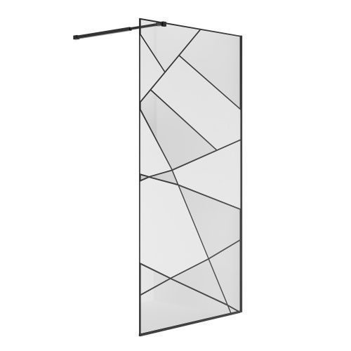 Душевая перегородка Niagara Nova NG-680-12BLACK 120х195 стекло с рисунком профиль черный