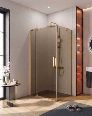 Душевой уголок Cezares SLIDER SLIDER-AH-1-80-90/100-BR-BORO 90х80 стекло тонированное профиль золото без поддона