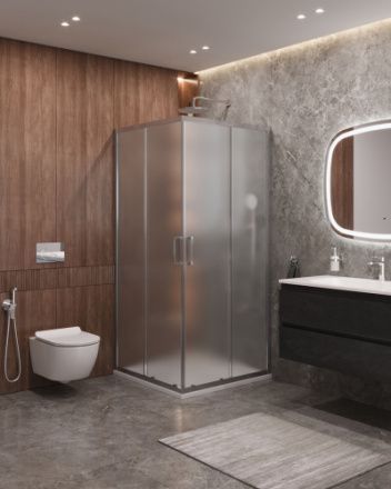 Душевой уголок Cezares MOLVENO MOLVENO-A-2-90-P-Cr 90х90 стекло рифленое профиль хром без поддона