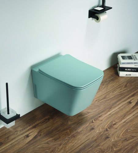 Унитаз подвесной CeramaLux 5170MLG зеленый с сиденьем микролифт каскадный смыв