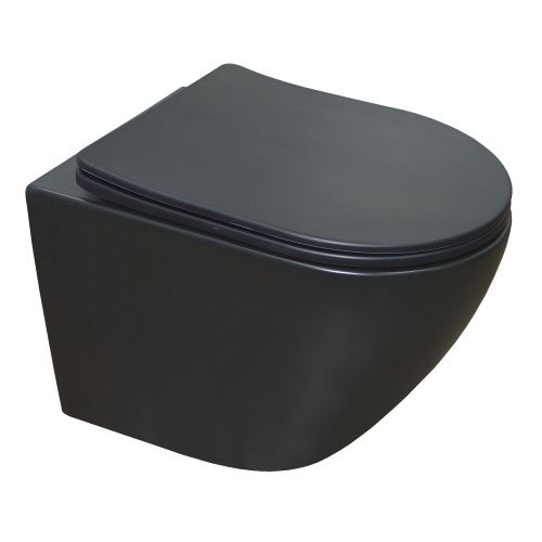 Унитаз подвесной Azario Gloria AZ-2003MB черный с сиденьем микролифт безободковый каскадный смыв