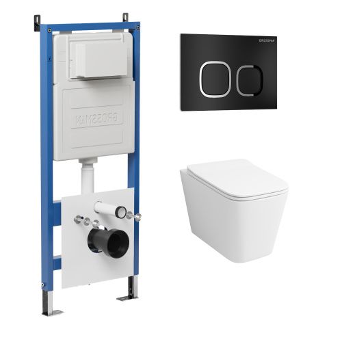 Инсталляция + кнопка смыва + унитаз Grossman Cosmo 97.4441S.02.210