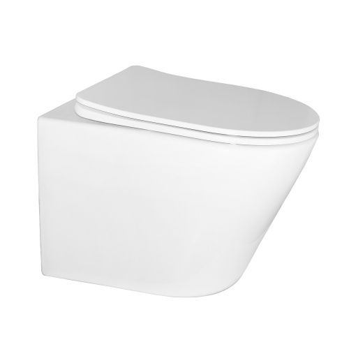 Чаша унитаза подвесная Azario Atrio AZ-2330 цвет белый без сиденья безободковая каскадный смыв