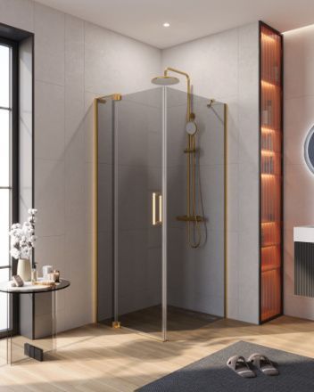Душевой уголок Cezares SLIDER SLIDER-AH-1-90-70/80-GRIGIO-BORO 90х70 стекло тонированное профиль золото без поддона