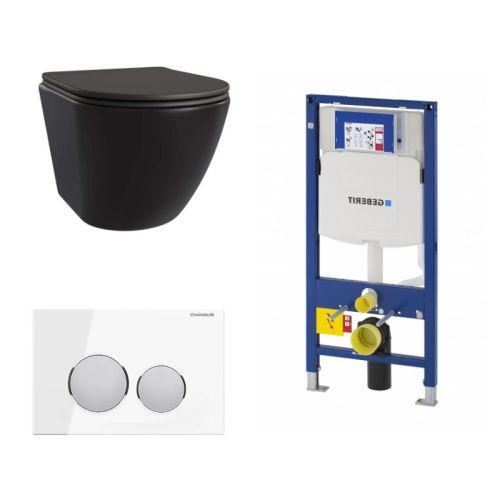 Сет унитаз + инсталляция + кнопка 111.300.00.5+FP.330.WHITE.10+AM25010 Nero